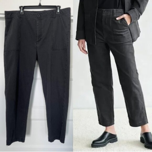 Eddie Bauer Women Charcoal Gray Cotton High-Rise Utility Crop Pants, Size 18 - Picture 1 of 8